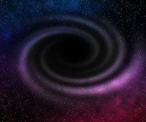 Black Hole in Space Violet Background
